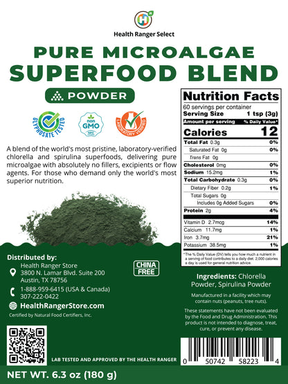 Pure Microalgae Superfood Blend Powder 6.3oz 180g