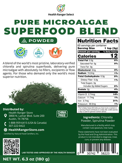 Pure Microalgae Superfood Blend Powder 6.3oz 180g (3-Pack)