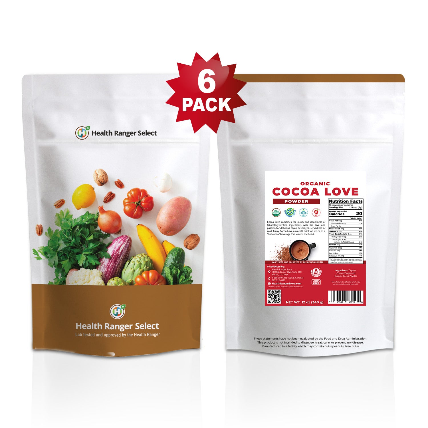 Health Ranger Select Organic Cocoa Love 12oz (6-Pack)