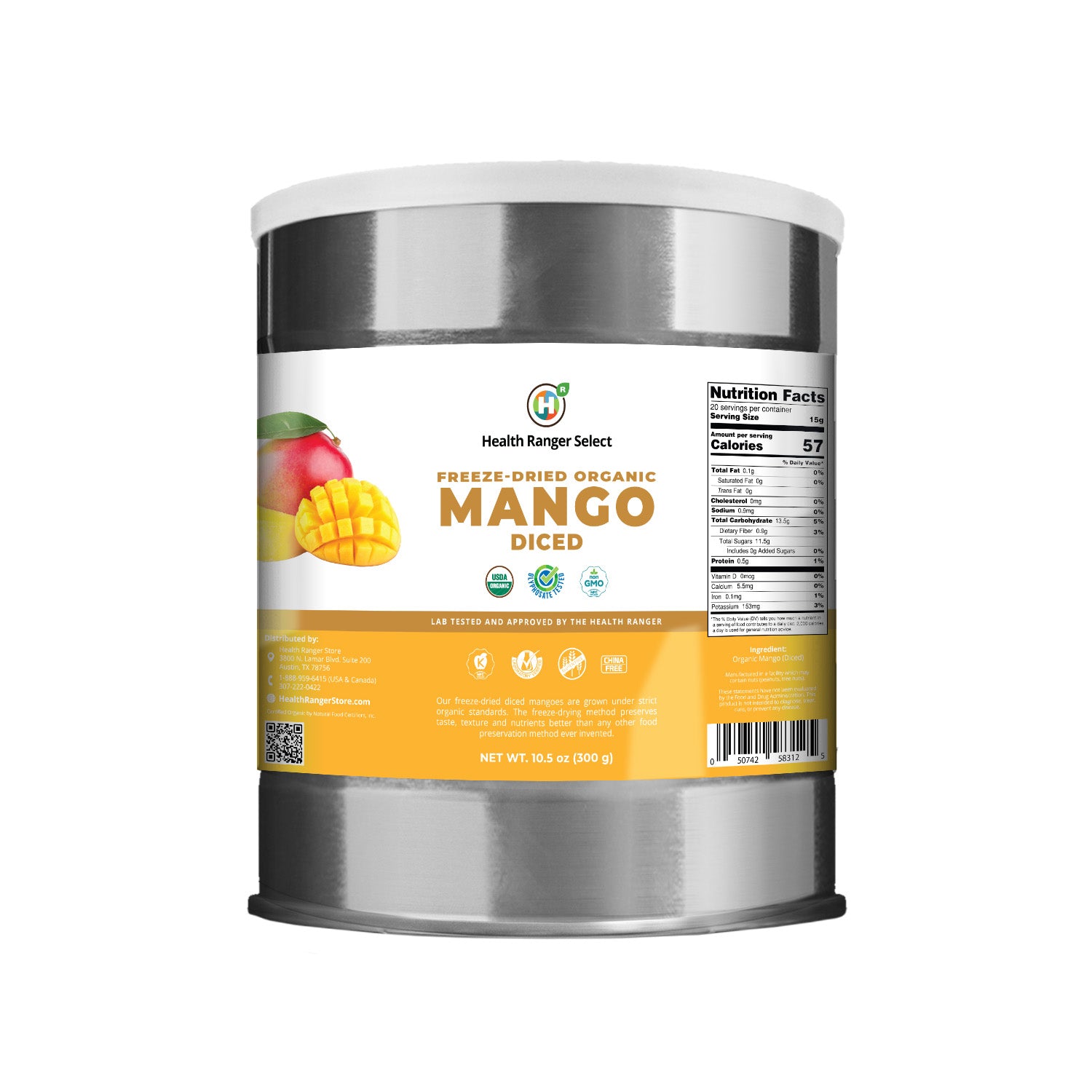 Freeze-Dried Organic Mango Diced (10.5oz, 