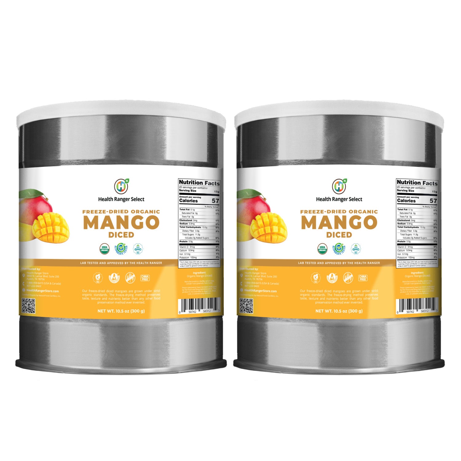 Freeze-Dried Organic Mango Diced (10.5oz, 