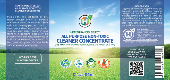 All Purpose Non-Toxic Cleaner Concentrate 12oz (354ml) (Made with Organic Coconut, Olive and Jojoba Oils)