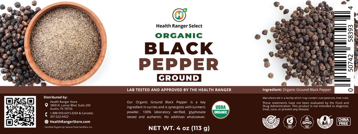 Organic Ground Black Pepper 4oz (113g) (6-Pack)
