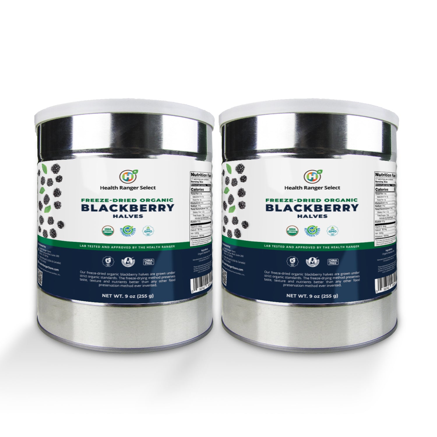 Freeze-Dried Organic Blackberry Halves (9oz, 