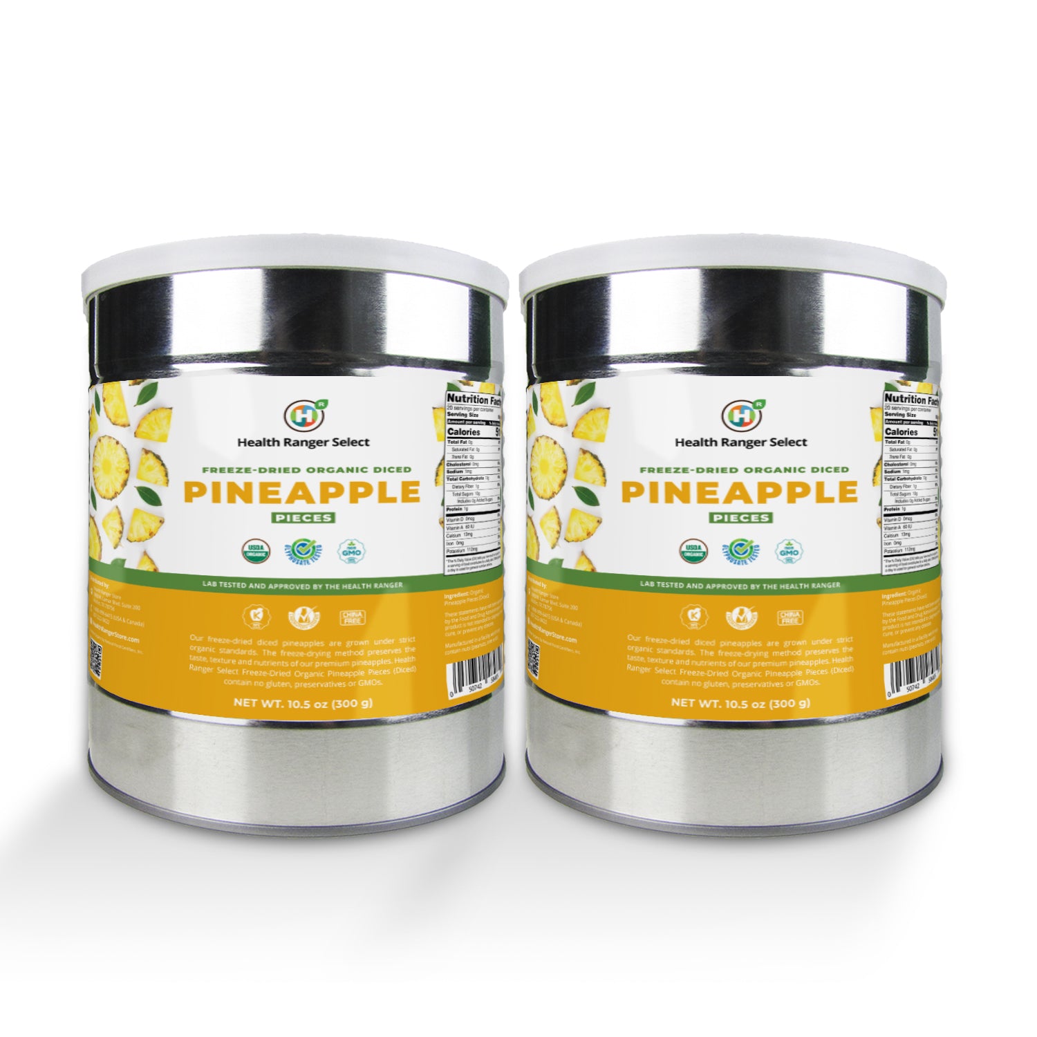 Organic Freeze Dried Pineapple 10.5oz (300g) 