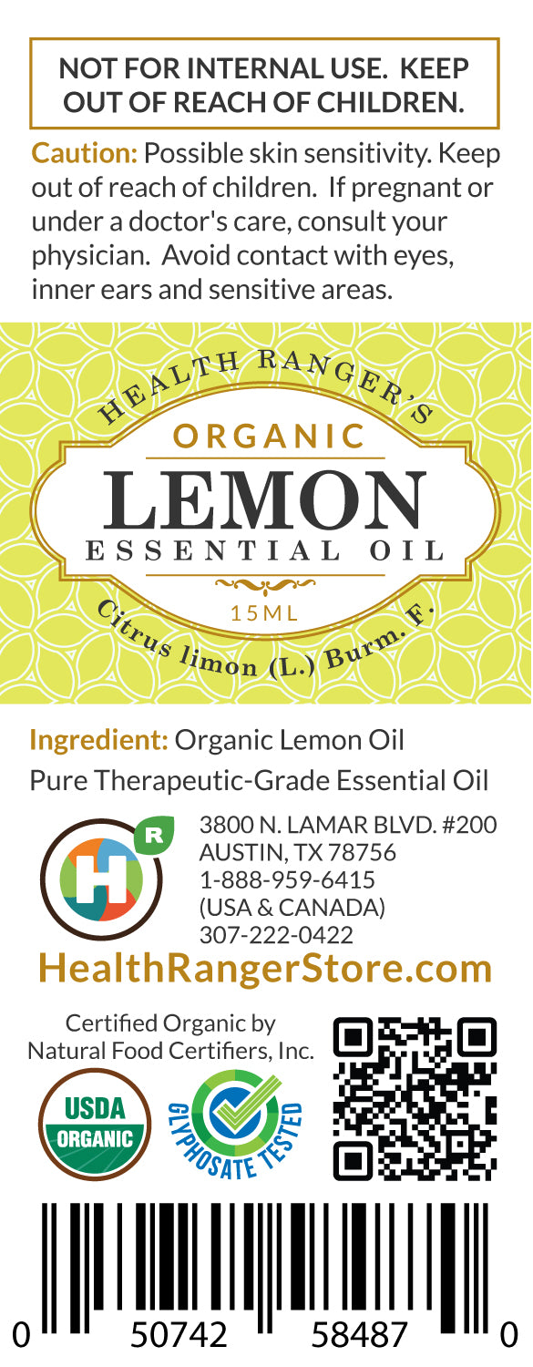 Organic Lemon Essential Oil 0.5oz (15ml)