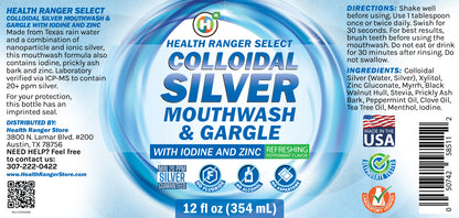 Colloidal Silver Mouthwash &amp; Gargle (with Iodine and Zinc) 12oz (354ml) (3-Pack)