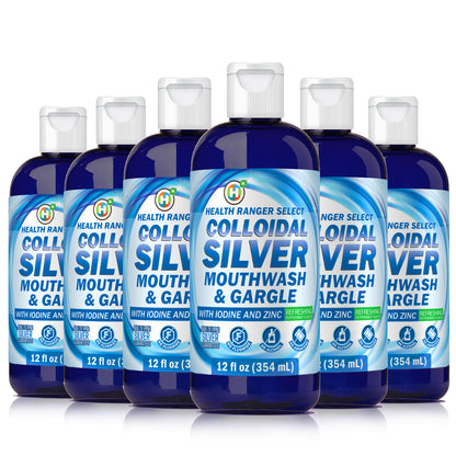 Colloidal Silver Mouthwash &amp; Gargle (with Iodine and Zinc) 12oz (354ml) (6-Pack)