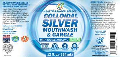 Colloidal Silver Mouthwash &amp; Gargle (with Iodine and Zinc) 12oz (354ml)