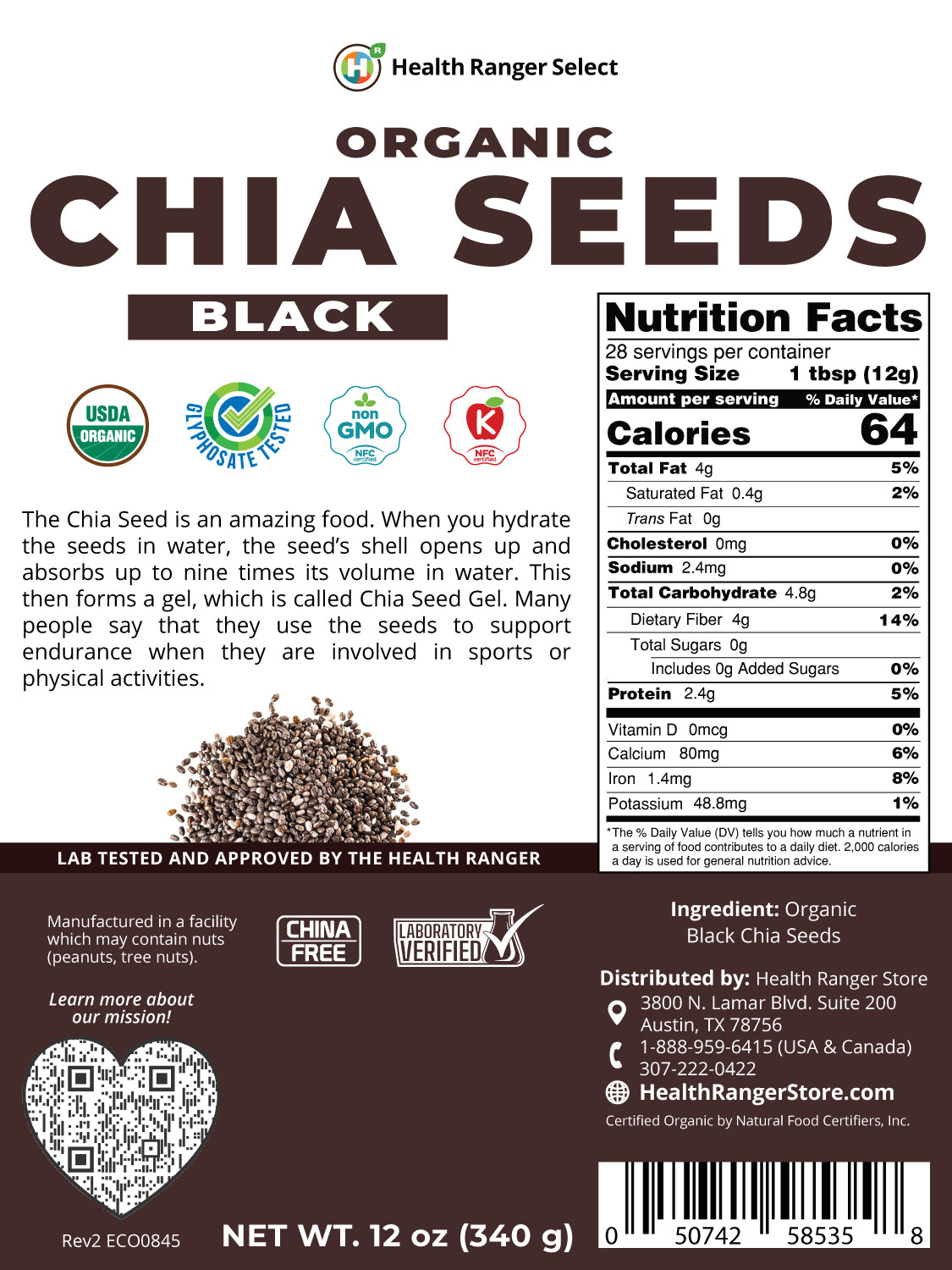 Organic Black Chia Seeds 12oz (340 g) – Health Ranger Store