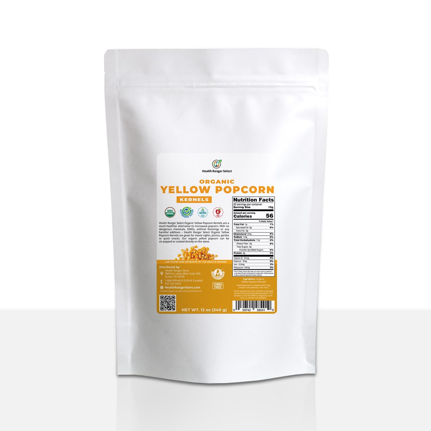 Organic Yellow Popcorn Kernels 12oz (340g) (Best Before Date: August 3 ...