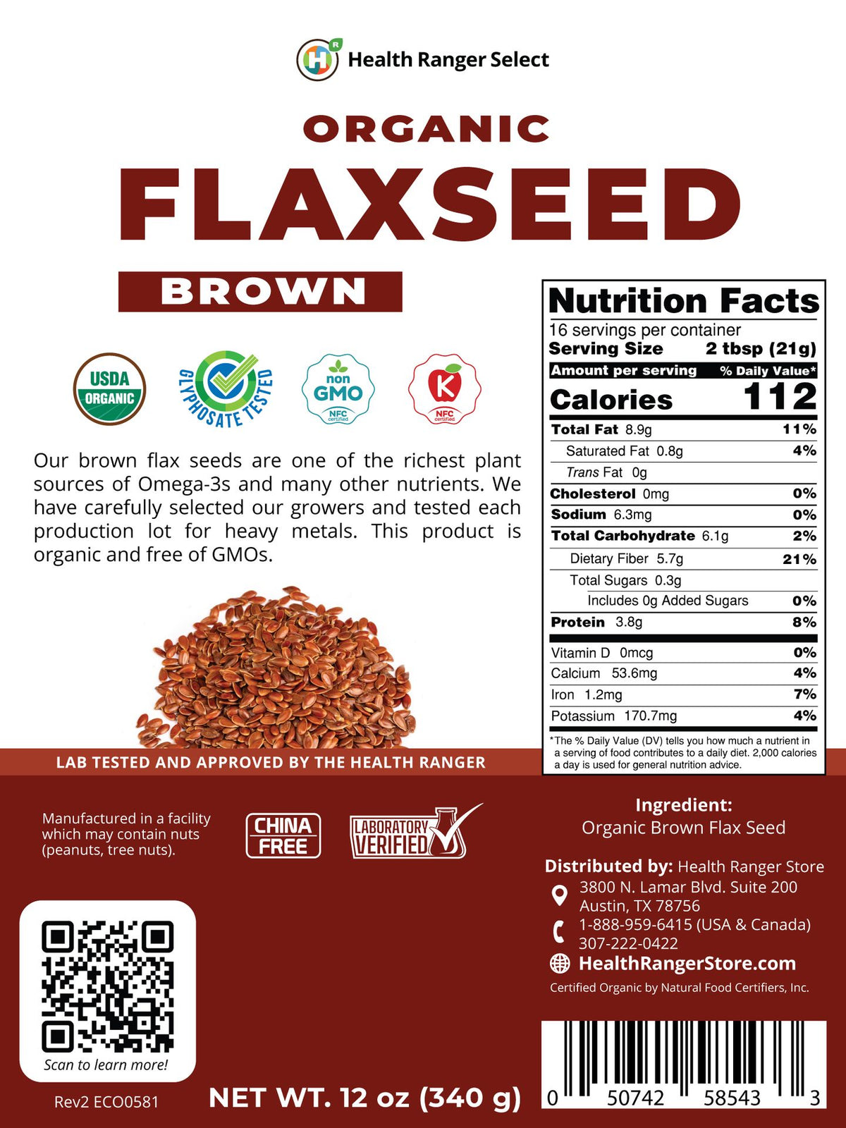 Organic Brown Flax Seed 12 oz (340g) – Health Ranger Store