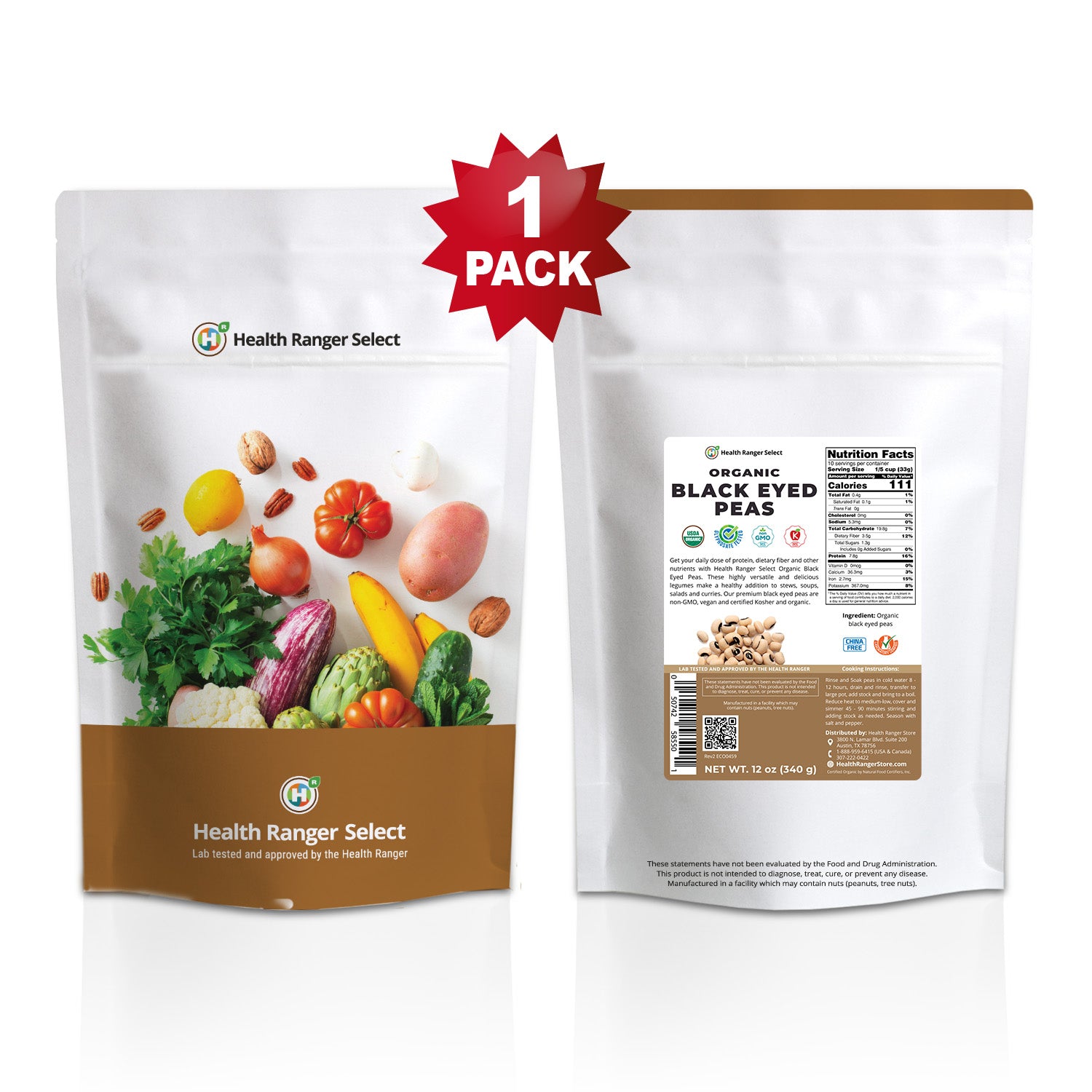 Organic Black Eyed Peas 12 oz (340 g) – Health Ranger Store