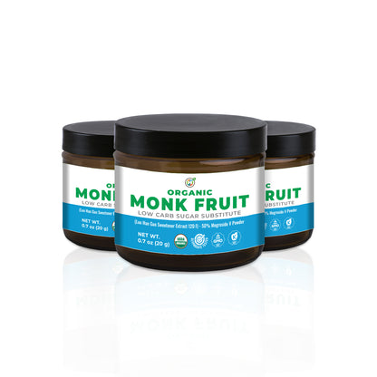 Organic Monk Fruit Extract Powder - Low Carb Sugar Substitute 0.7oz (20g) (3-Pack)