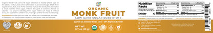 Organic Monk Fruit Extract Powder - Low Carb Sugar Substitute 0.7oz (20g)