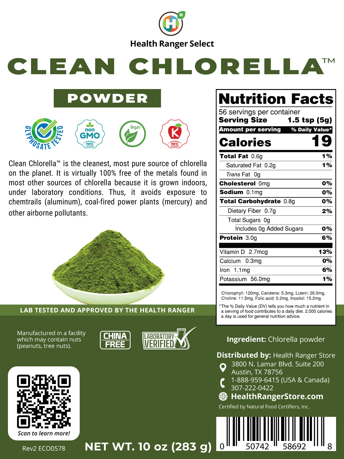 Clean Chlorella Powder 10 oz (283g)