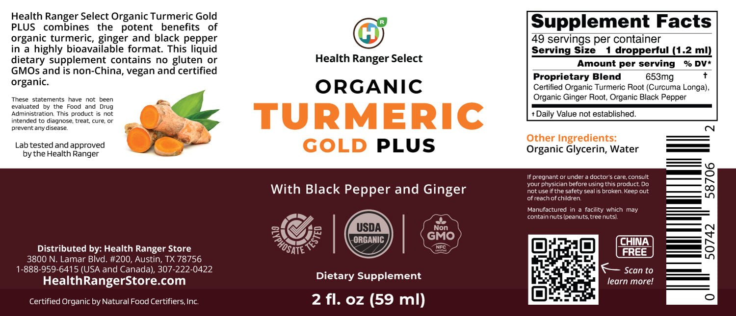 Organic Turmeric Gold Plus with Black Pepper and Ginger 2 fl. oz (59 ml) (3-Pack)