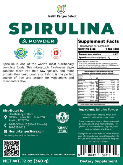 Spirulina Powder 12 oz (340 g) (3-Pack)