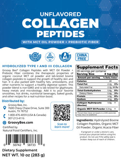 Collagen Peptides + MCT Oil Powder + Prebiotic Fiber - Unflavored 10 oz (283g) (6-Pack)