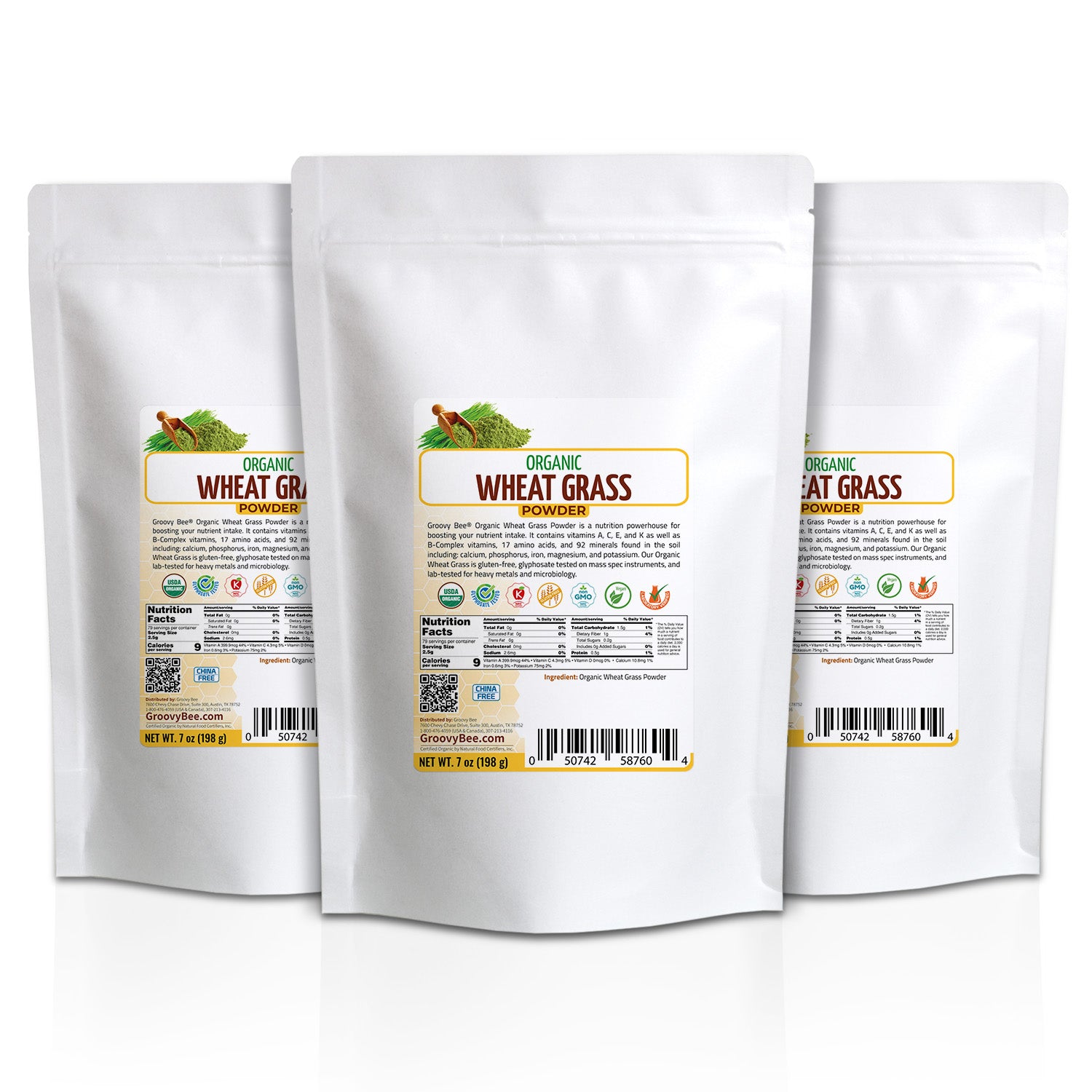 Organic Wheat Grass Powder 7oz (198g) (3-Pack)