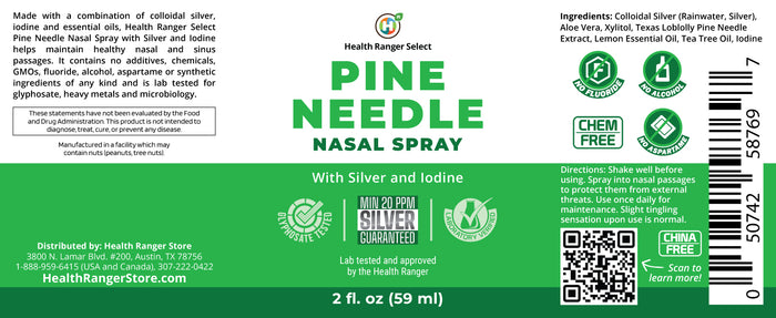 Pine Needle Nasal Spray with Silver and Iodine 2 fl. oz (59 ml)
