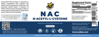 NAC (N-Acetyl-L-Cysteine) 500mg 90 Caps (6-Pack)