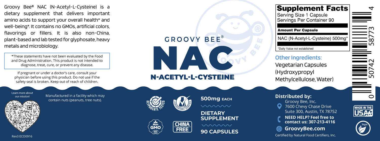 NAC (N-Acetyl-L-Cysteine) 500mg 90 Caps