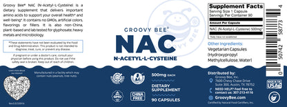 NAC (N-Acetyl-L-Cysteine) 500mg 90 Caps
