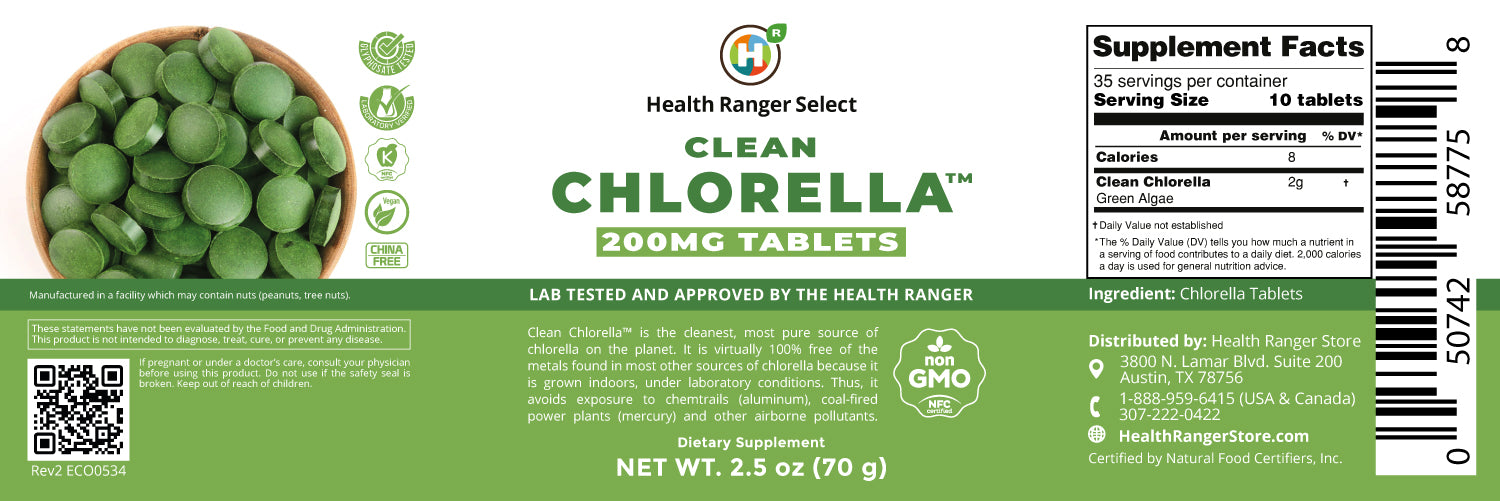 Clean Chlorella 200mg Tablets 2.5 oz (70 g)
