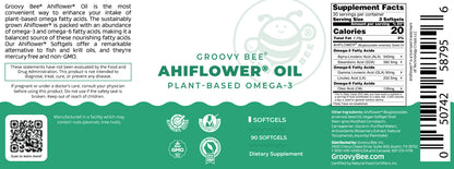 Groovy Bee® Ahiflower Oil 90 Softgels - Plant-Based Omega 3-6-9