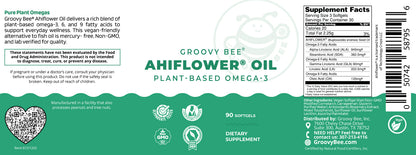 Groovy Bee® Ahiflower Oil 90 Softgels - Plant-Based Omega 3-6-9