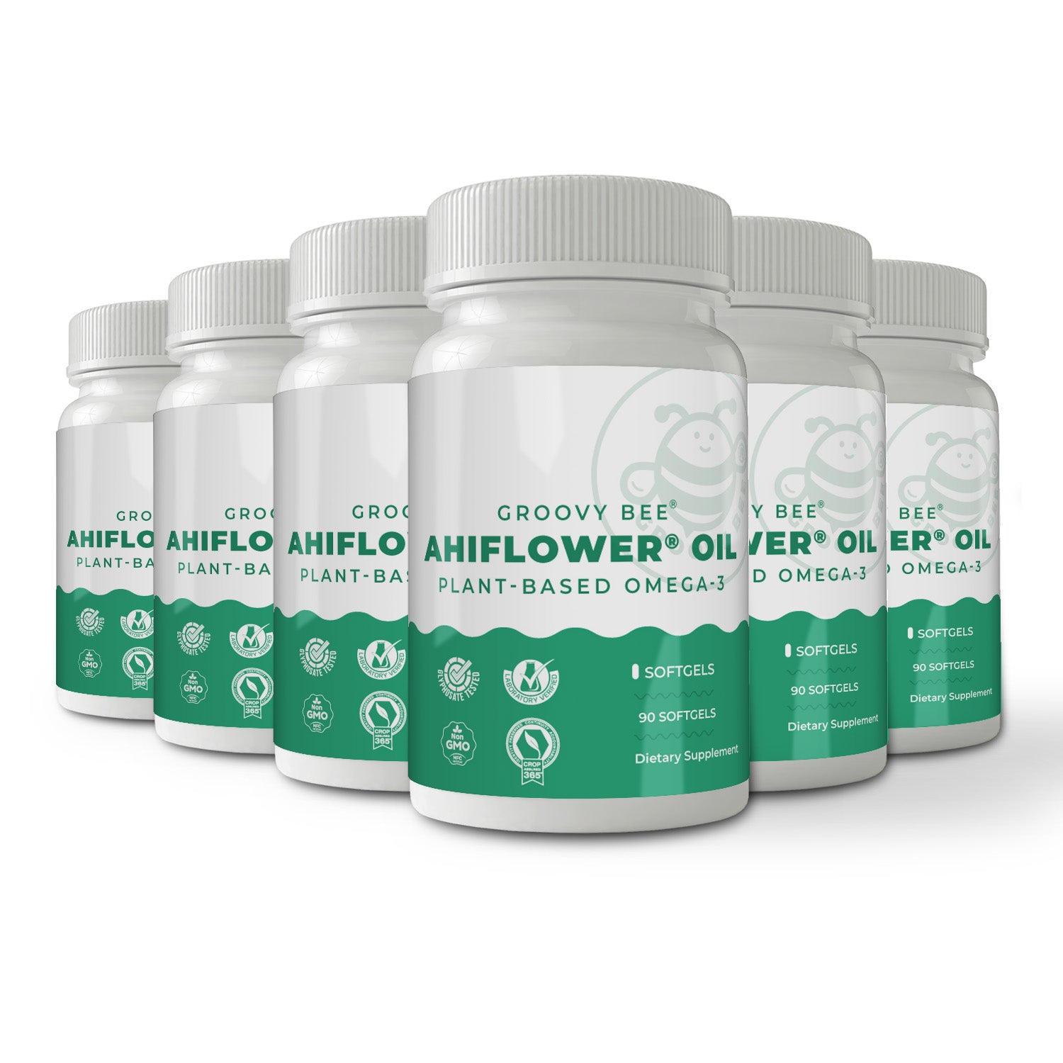 Groovy Bee® Ahiflower Oil 90 Softgels - Plant-Based Omega 3-6-9 (6-Pack)