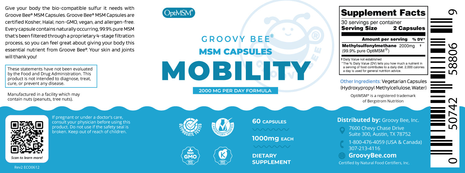 OptiMSM Capsules for Joint Health 1000mg (60 Caps)