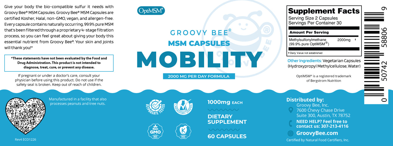 OptiMSM Capsules for Joint Health 1000mg (60 Caps)