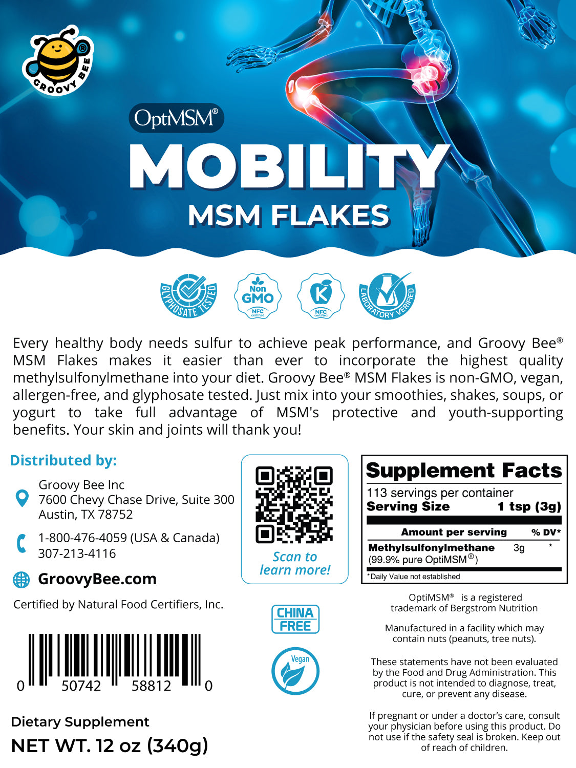 OptiMSM Flakes for Joint Health 12oz (340g)