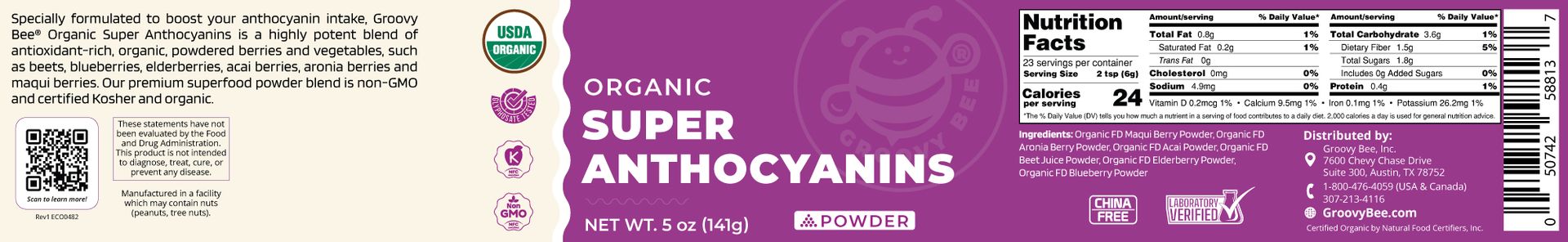 Organic Super Anthocyanins 5 oz (141g)