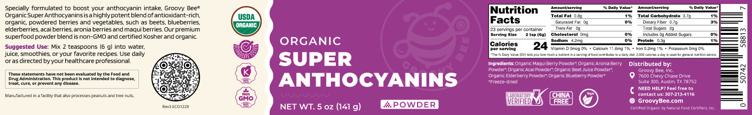 Organic Super Anthocyanins 5 oz (141g)