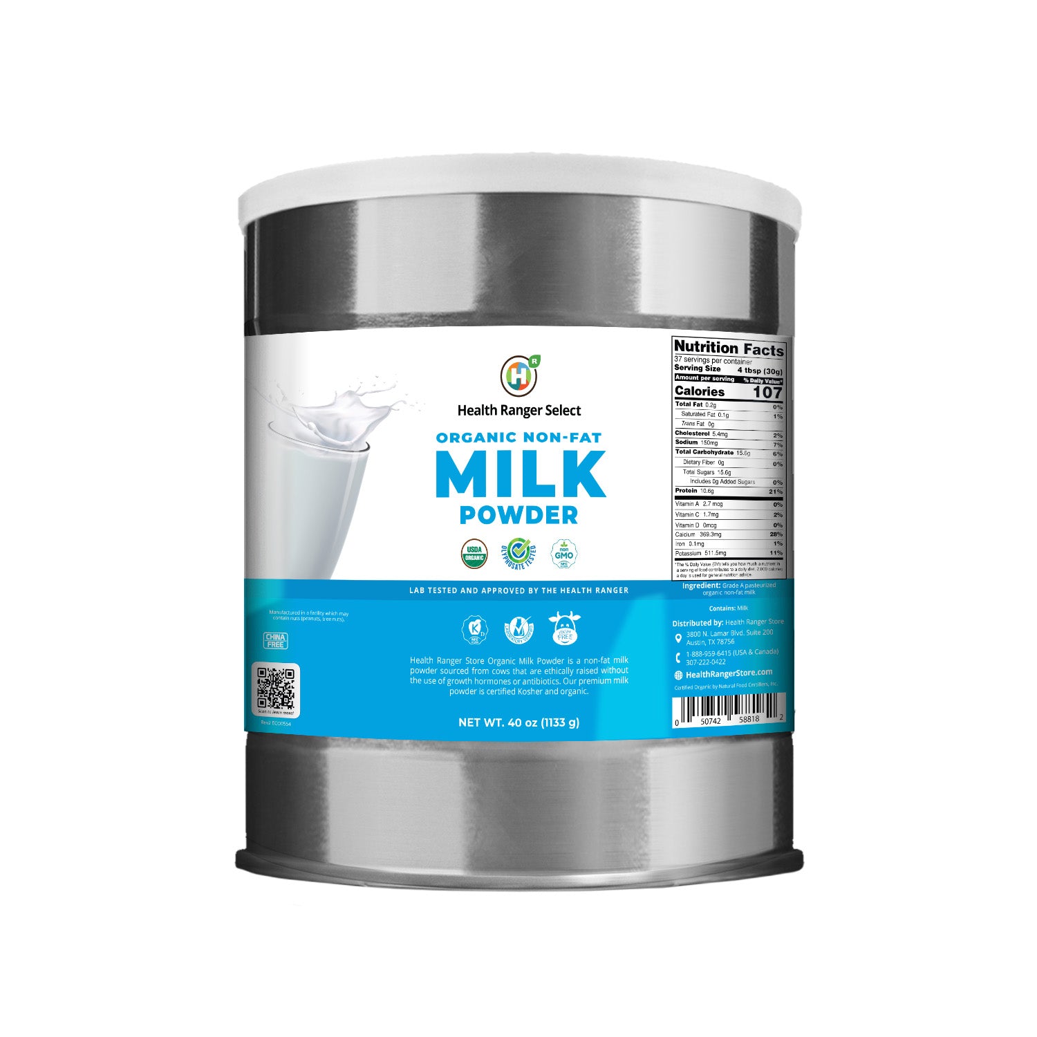 Organic Non-Fat Milk Powder (40 oz, 1133g) 