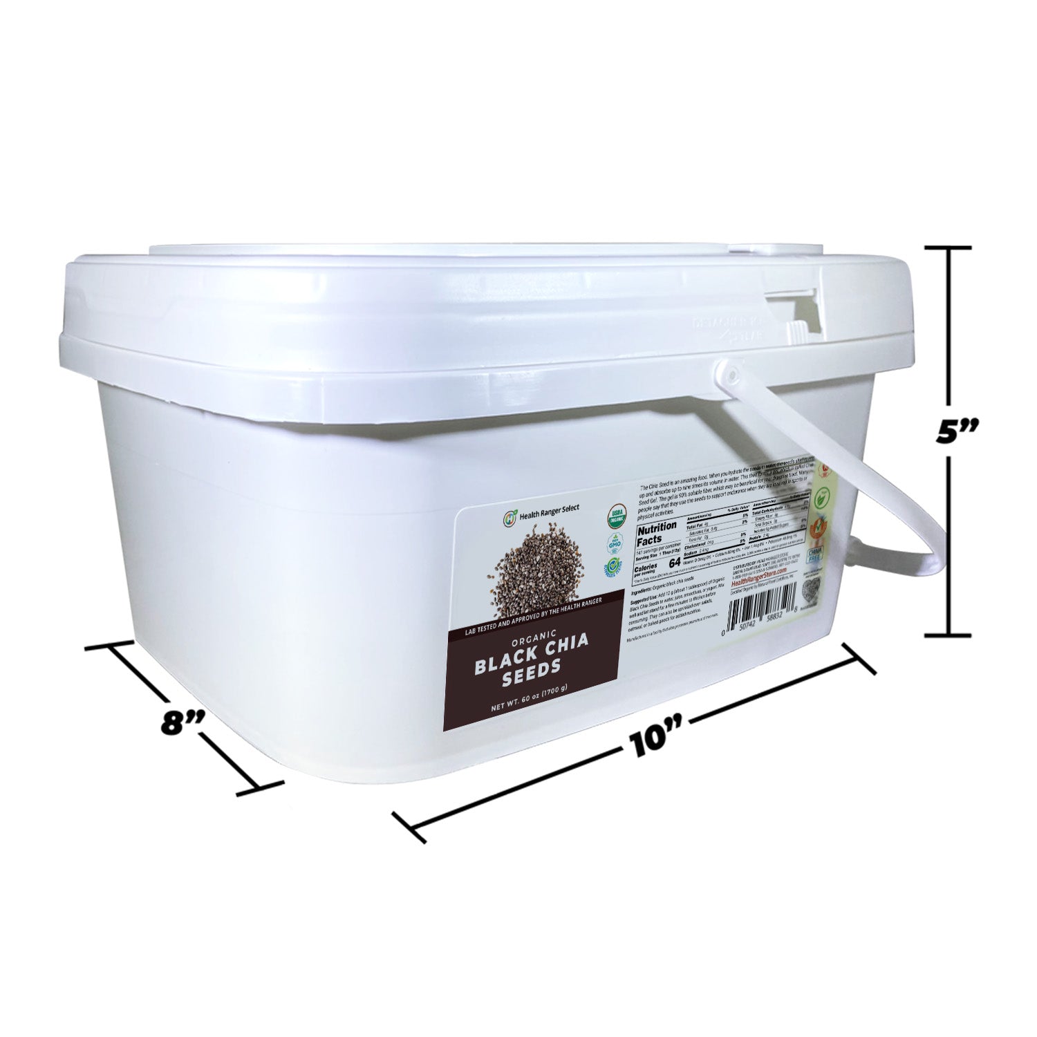 Mini Bucket - Organic Black Chia Seeds 60 oz (1700 g)