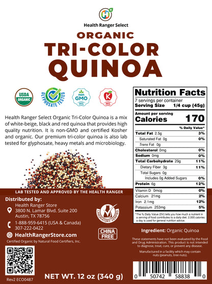 Organic Tri-color Quinoa 12oz (340g)