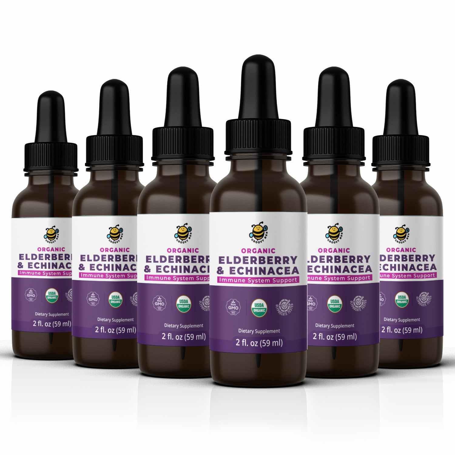 Organic Elderberry &amp; Echinacea 2 fl. oz (59 ml) (6-Pack)