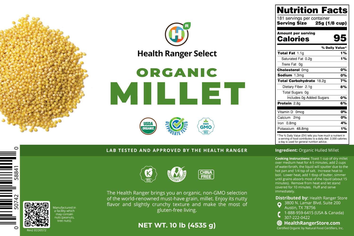Mega Bucket Organic Millet (10LB, 4535g)