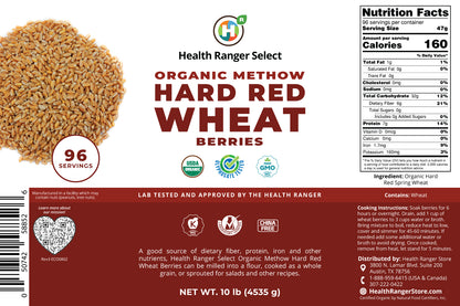 Mega Bucket Organic Hard Red Wheat Berries 10LB (4535g)