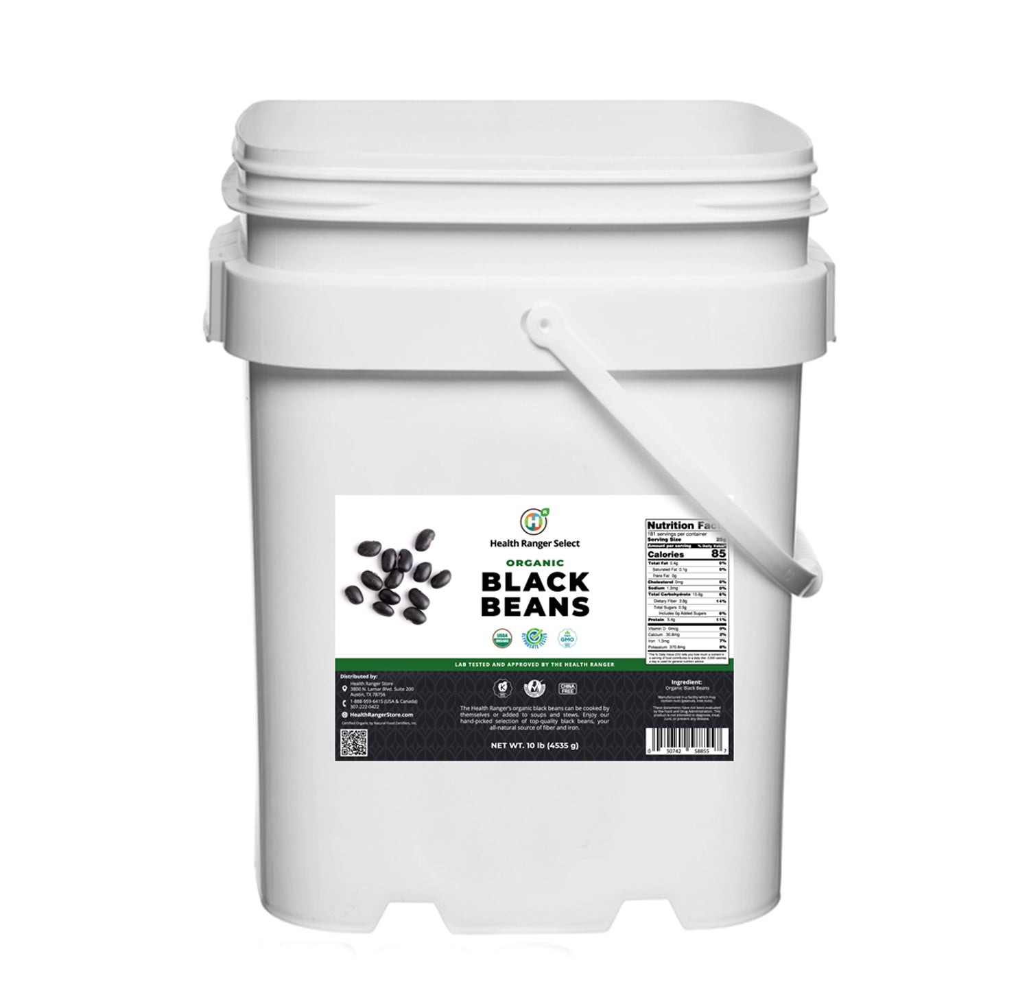 Mega Bucket Organic Black Beans (10LB, 4535g)