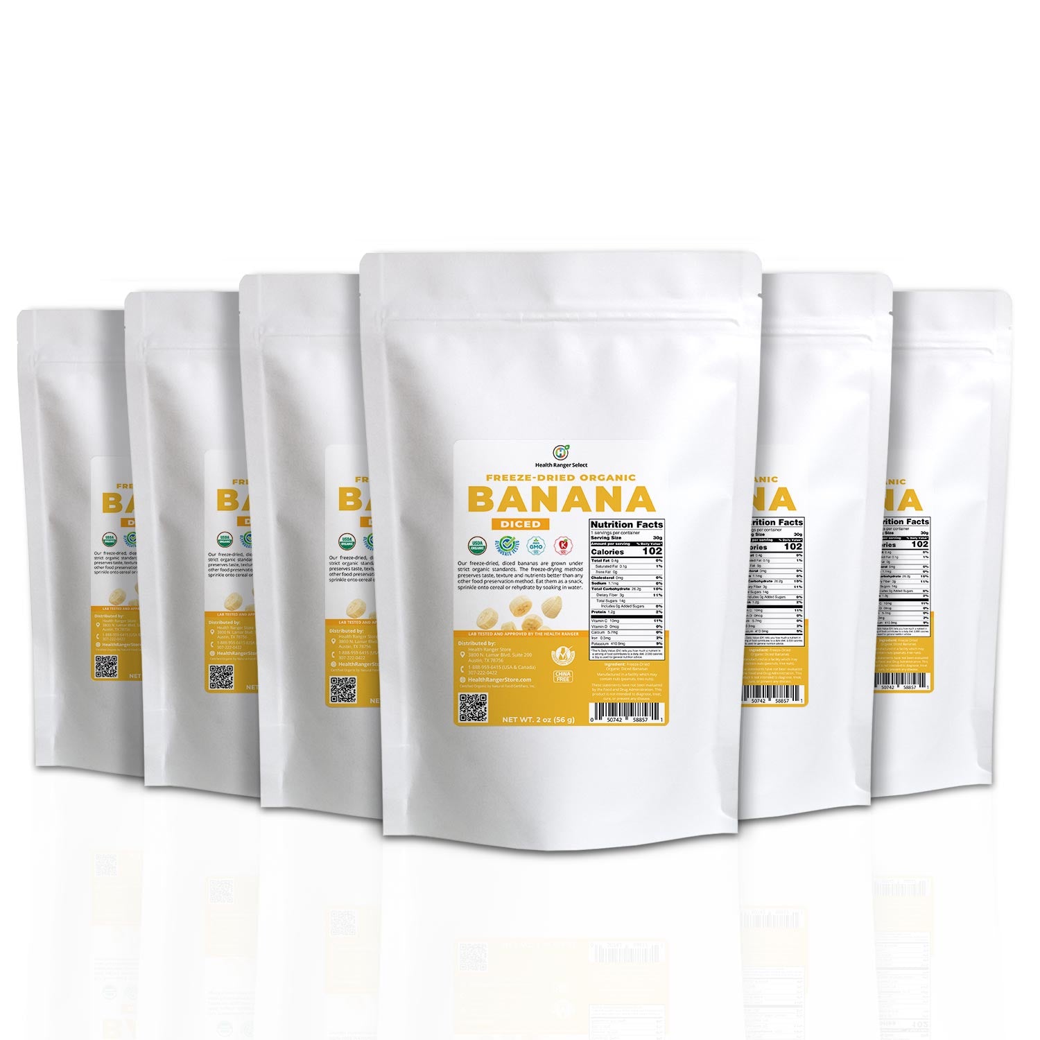 Freeze-Dried Organic Banana 2oz (56g) (6-Pack)