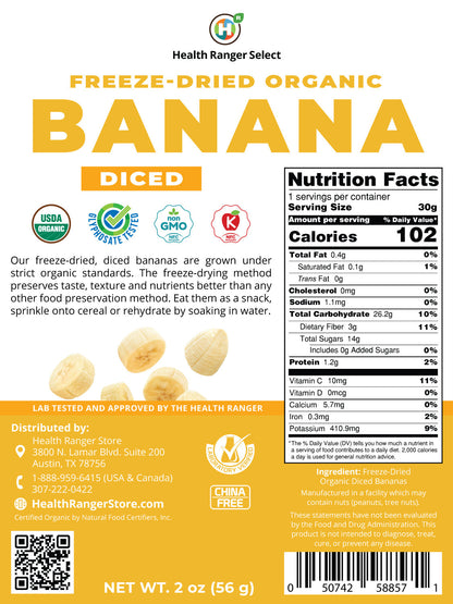 Freeze-Dried Organic Banana 2oz (56g) (6-Pack)