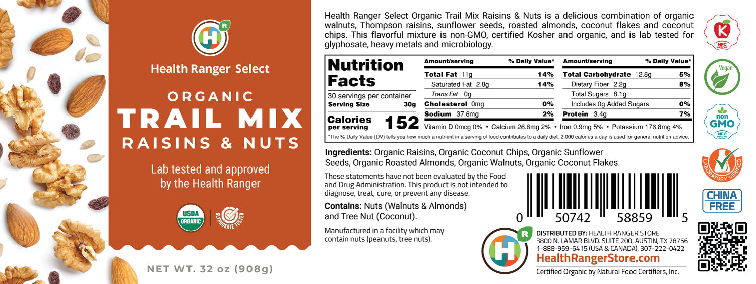 Mini Buckets Organic Trail Mix - Raisins &amp; Nuts 32 oz (908g)