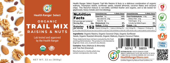 Mini Buckets Organic Trail Mix - Raisins & Nuts 32 oz (908g)