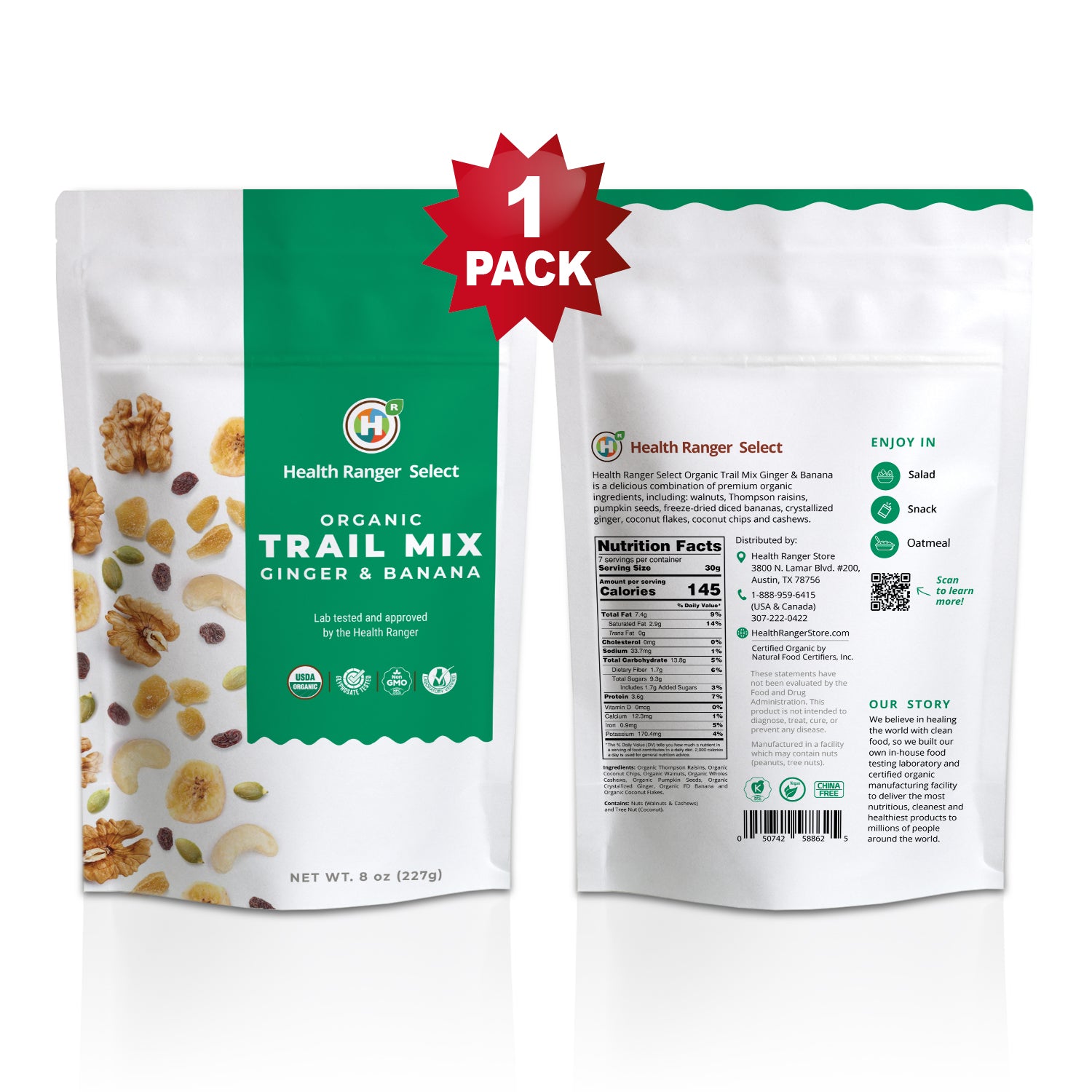 Organic Trail Mix - Ginger &amp; Banana 8 oz (227g)