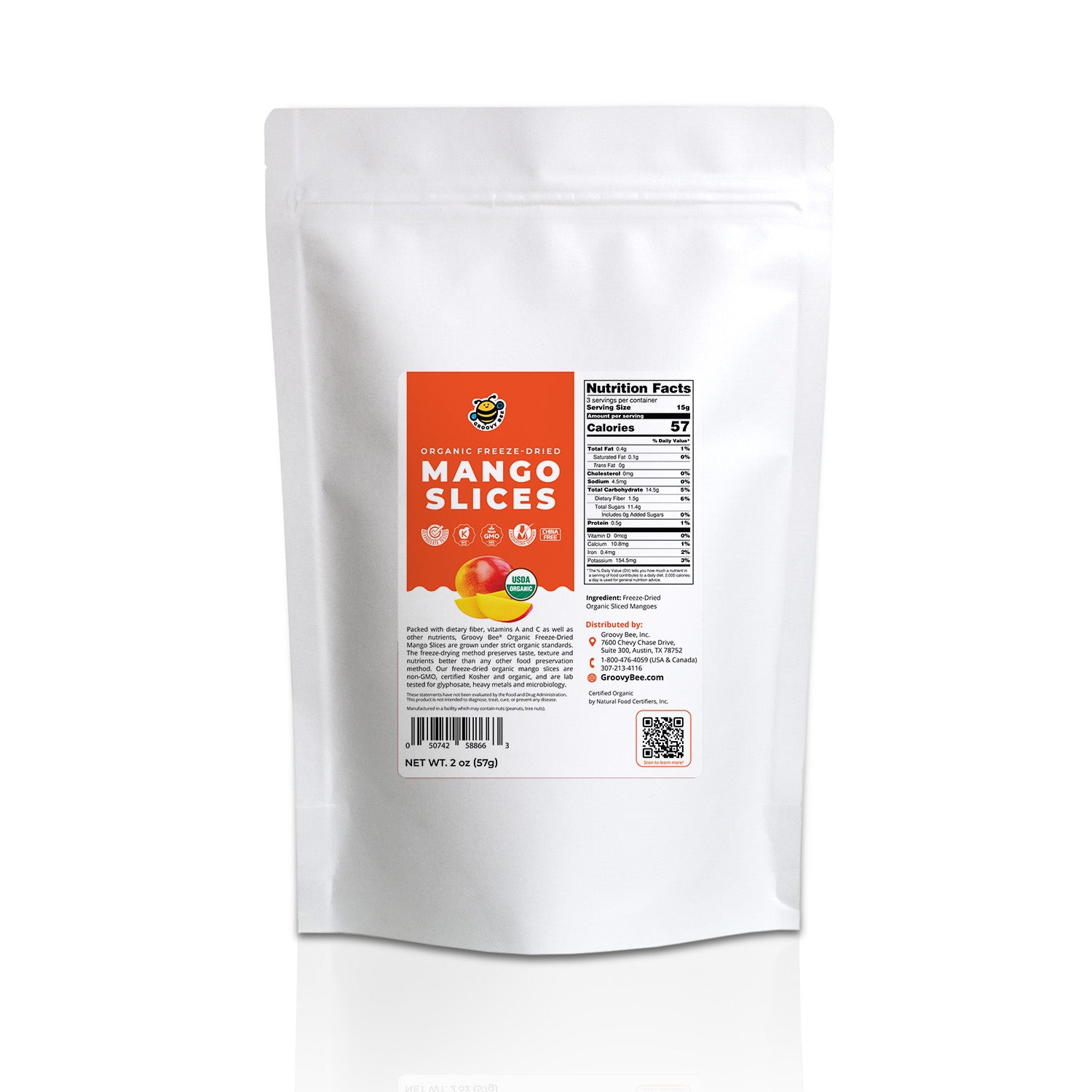 Groovy Bee® Organic Freeze-Dried Mango Slices 2oz (57g)